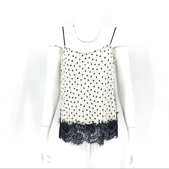 TOPSHOP polka dot pleated cami top lace hem - Picture 6 of 8